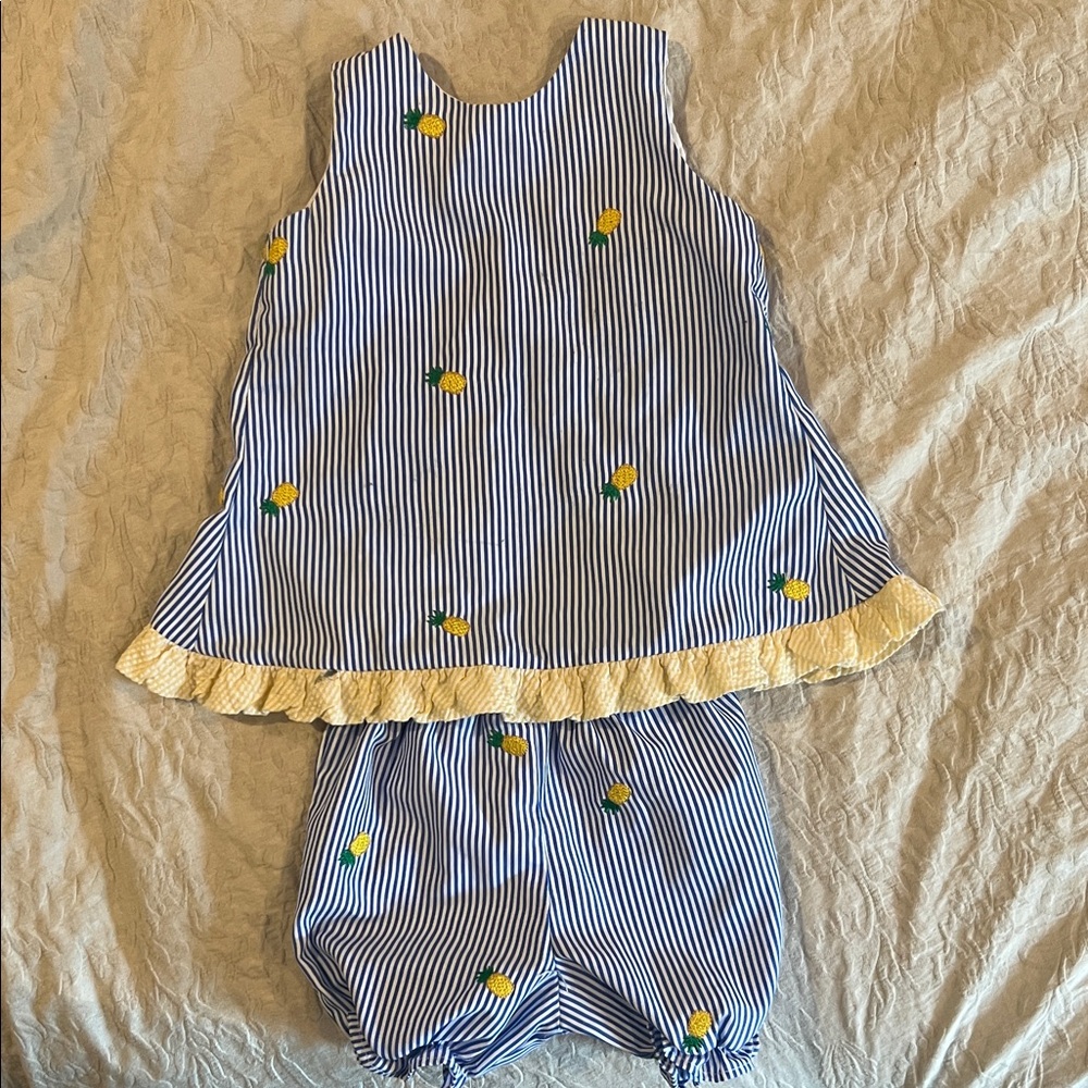Charming Blue and White Striped Diaper Cover Set with Yellow Accents